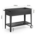 Xbro Hochbeet mit Rollen & Ablageboden aus Metall, Pflanzkasten Blumenkübel für Garten, Balkon & Terrasse, 104x41x80 cm, Schwarz - Thumbnail 2