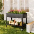 Xbro Hochbeet mit Rollen & Ablageboden aus Metall, Pflanzkasten Blumenkübel für Garten, Balkon & Terrasse, 104x41x80 cm, Schwarz - Thumbnail 7