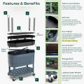 Permasteel Hochbeet mit Beinen, Pflanzkasten mit EnGrow™ TrueSoil™ Technologie für Gemüse, Blumen, Kräuter und Obst, Outdoor Indoor, Ablageregal, Lenkrollen, Blau - Thumbnail 8