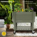 Permasteel Hochbeet mit Beinen, Pflanzkasten mit EnGrow™ TrueSoil™ Technologie für Gemüse, Blumen, Kräuter und Obst, Outdoor Indoor, Lagerregal, Lenkrollen, Grün - Thumbnail 3