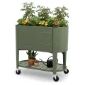 Permasteel Hochbeet mit Beinen, Pflanzkasten mit EnGrow™ TrueSoil™ Technologie für Gemüse, Blumen, Kräuter und Obst, Outdoor Indoor, Lagerregal, Lenkrollen, Grün - Thumbnail 1