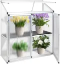 Anlehngewächshaus aus Aluminium, kompaktes Tomaten-Gartenhaus, Anlehngewächshaus aus Aluminium, kompakter Tomatenanbau, 3 Türen, 140 x 52 x 130 cm, Silber, perfekt für kleine Räume und den H - Thumbnail 1