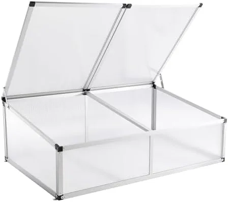 Anlehngewächshaus aus Aluminium, kompaktes Tomaten-Gartenhaus, Mini-Gewächshaus aus Aluminium, UV-Schutz, 118 x 77 x 40 cm, Doppeldach, silberfarben, für den Innen- und Außenbereich, langleb – Bild 1