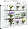 Anlehngewächshaus aus Aluminium, kompaktes Tomaten-Gartenhaus, Anlehngewächshaus aus Aluminium, Kleiner Tomatenanbau, 3 Türen, 190 x 52 x 182 cm, silberfarben, ideal für Urban Gardening, pla - Thumbnail 1