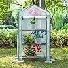 Anlehngewächshaus aus Aluminium, kompakter Tomaten-Gartenschuppen, begehbares 3-stöckiges Gewächshaus mit Stahlrahmen, regenfeste PVC/PE-Abdeckung, frostsicheres Design, perfekt für Gartenpf - Thumbnail 2
