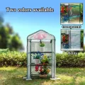 Anlehngewächshaus aus Aluminium, kompakter Tomaten-Gartenschuppen, begehbares 3-stöckiges Gewächshaus mit Stahlrahmen, regenfeste PVC/PE-Abdeckung, frostsicheres Design, perfekt für Gartenpf - Thumbnail 8