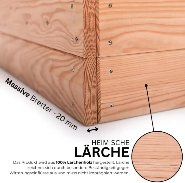 Premium Frühbeet 116x76x30 cm aus europäischer Lärche mit Klappdeckel - Wetterfest - Polycarbonat-Fenster - Hochbeet-Aufsatz aus Holz, kompatibel mit Hochbeet, für Garten, Balkon & Terrasse – Bild 5