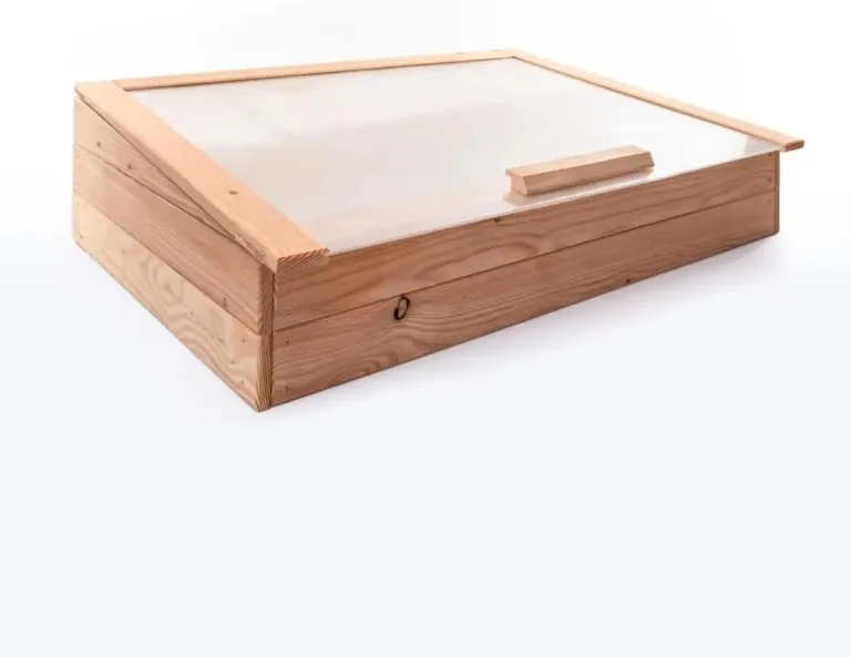 Premium Frühbeet 116x76x30 cm aus europäischer Lärche mit Klappdeckel - Wetterfest - Polycarbonat-Fenster - Hochbeet-Aufsatz aus Holz, kompatibel mit Hochbeet, für Garten, Balkon & Terrasse – Bild 2