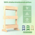 COSTWAY vertikales Hochbeet mit 3 Etagen, Blumenbeet mit 3 Pflanzkästen, Blumentreppe Gartenbeet Tannenholz, Blumenkasten für Terrasse Balkon Garten, Natur, 69 x 39 x 109 cm - Thumbnail 3
