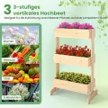 COSTWAY vertikales Hochbeet mit 3 Etagen, Blumenbeet mit 3 Pflanzkästen, Blumentreppe Gartenbeet Tannenholz, Blumenkasten für Terrasse Balkon Garten, Natur, 69 x 39 x 109 cm - Thumbnail 4