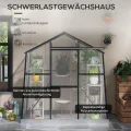 Outsunny Gewächshaus Aluminium 131 x 192 x 203 cm Treibhaus 2,51 m² Tomatenhaus mit Fenster, Schiebetür, Fundament, Aufzucht Pflanzenhaus für Garten, Balkon, Schwarz - Thumbnail 3