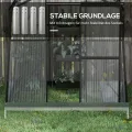 Outsunny Gewächshaus Aluminium 131 x 192 x 203 cm Treibhaus 2,51 m² Tomatenhaus mit Fenster, Schiebetür, Fundament, Aufzucht Pflanzenhaus für Garten, Balkon, Schwarz - Thumbnail 4