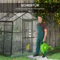 Outsunny Gewächshaus Aluminium 131 x 192 x 203 cm Treibhaus 2,51 m² Tomatenhaus mit Fenster, Schiebetür, Fundament, Aufzucht Pflanzenhaus für Garten, Balkon, Schwarz - Thumbnail 5