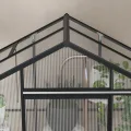 Outsunny Gewächshaus Aluminium 131 x 192 x 203 cm Treibhaus 2,51 m² Tomatenhaus mit Fenster, Schiebetür, Fundament, Aufzucht Pflanzenhaus für Garten, Balkon, Schwarz - Thumbnail 9