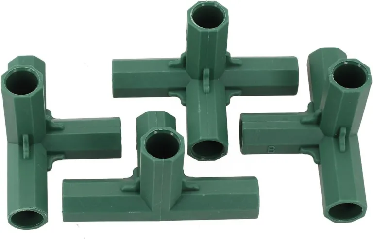 Gewächshaus-Strukturverbinder, 4-teiliges Set, Kunststoff-Stangenverbindungsadapter für Garten und Außenbereich, PVC-Metallrohre, 16–17 mm Innendurchmesser, dunkelgrün, DIY-Regale, Möbelbau (B) – Bild 2