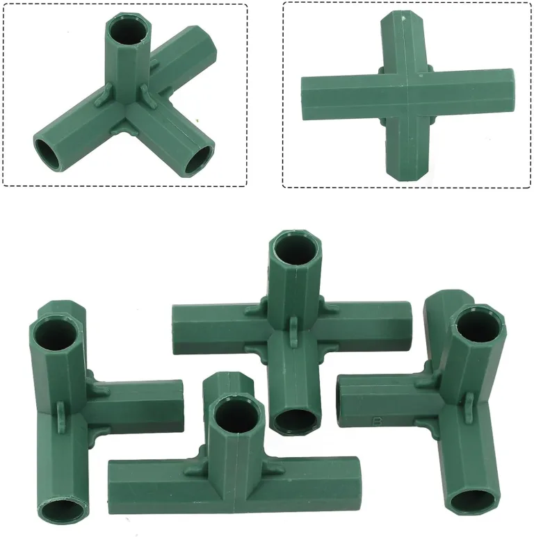 Gewächshaus-Strukturverbinder, 4-teiliges Set, Kunststoff-Stangenverbindungsadapter für Garten und Außenbereich, PVC-Metallrohre, 16–17 mm Innendurchmesser, dunkelgrün, DIY-Regale, Möbelbau (B) – Bild 5