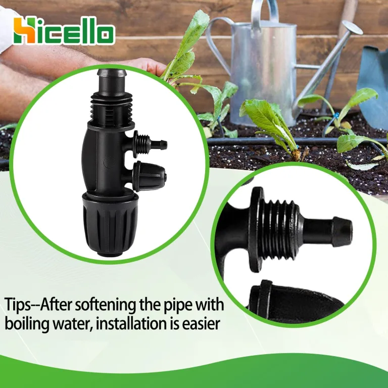 Bewässerungsarmaturen-Kit Tröpfchenbewässerungsbausätze 1/2 Zoll bis 1/4 Zoll Dripper Bewässerung für 16mm (10 Stück Barbed Tee 4-Wege+10 Stück Barbed Tee 6-Wege)，20 Stück – Bild 5