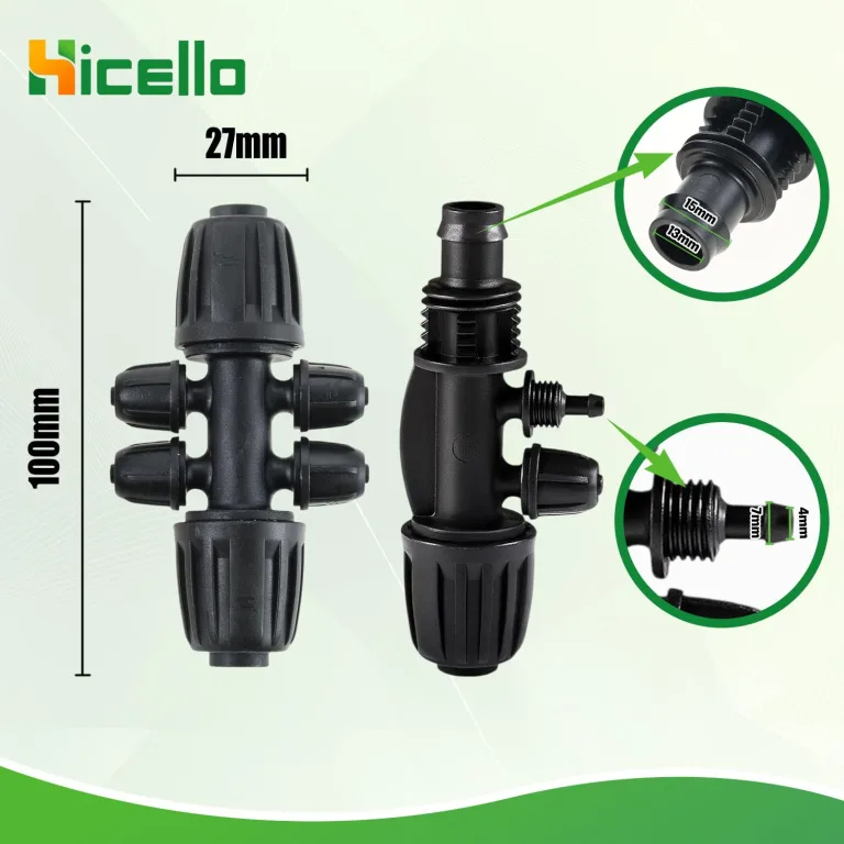 Bewässerungsarmaturen-Kit Tröpfchenbewässerungsbausätze 1/2 Zoll bis 1/4 Zoll Dripper Bewässerung für 16mm (10 Stück Barbed Tee 4-Wege+10 Stück Barbed Tee 6-Wege)，20 Stück – Bild 2