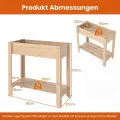 GOPLUS Hochbeet ohne Rollen, Gartenbeet mit Ablage & Abflusslöcher, Pflanzbeet aus Tannenholz für Garten & Terrasse, Natur (80 x 37 x 78 cm,ohne Rollen) - Thumbnail 3