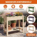 GOPLUS Hochbeet ohne Rollen, Gartenbeet mit Ablage & Abflusslöcher, Pflanzbeet aus Tannenholz für Garten & Terrasse, Natur (80 x 37 x 78 cm,ohne Rollen) - Thumbnail 7