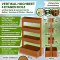 TTL GARDEN Vertikal Hochbeet 4 Etagen Holz 140x85x45cm Hellbraun - Vertikalbeet & Kräuterhochbeet mit 4 Etagen & Folie - Tannenholz wetterfest - Blumenkasten Kräutertreppe für Balkon Garten Terrasse - Thumbnail 3