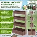 TTL GARDEN Vertikal Hochbeet 4 Etagen aus Holz 140x85x45cm braun - Vertikalbeet & Kräuterhochbeet mit 4 Etagen & Folie - Tannenholz wetterfest - Blumenkasten Kräutertreppe für Balkon Garten Terrasse - Thumbnail 3