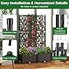 GOPLUS Blumenkasten mit Rankgitter, Hochbeet mit Spalier für Kletterpflanzen & Topfpflanzen, Tiefes Pflanzbeet mit Drainagelöchern für Balkon, Hinterhof & Garten (Schwarz,80 x 40 x 126 cm) – Bild 3