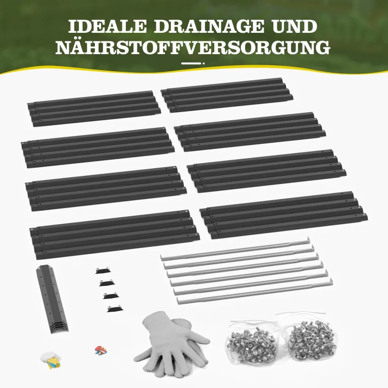 Amopatio Hochbeet Metall 2er-Set, Pflanzkasten Hochbeete für Garten, 240x90x60 cm, Hochbeete-kit für Gemüse Blumen Sukkulenten Kräuter, Blumenbeet & Pflanzentrog, Verzinkter Stahl, Schwarz – Bild 8