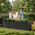 Amopatio Hochbeet Metall 2er-Set, Pflanzkasten Hochbeete für Garten, 240x90x60 cm, Hochbeete-kit für Gemüse Blumen Sukkulenten Kräuter, Blumenbeet & Pflanzentrog, Verzinkter Stahl, Schwarz - Thumbnail 3