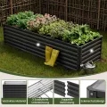 Amopatio Hochbeet Metall 2er-Set, Pflanzkasten Hochbeete für Garten, 240x90x60 cm, Hochbeete-kit für Gemüse Blumen Sukkulenten Kräuter, Blumenbeet & Pflanzentrog, Verzinkter Stahl, Schwarz - Thumbnail 4