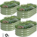 INNO STAGE Verzinktes Hochbeet, Metall, Pflanzkästen für den Außenbereich, für den Anbau von Gemüse, Kräutern, Blumen, Stahlpflanzen, Hochbeet, 122 cm, Olivgrün, 4 Stück - Thumbnail 1