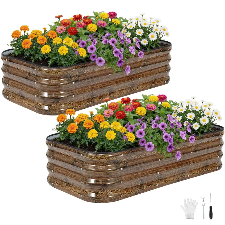 INNO STAGE Verstellbares Hochbeet, 150 x 90 x 30 cm, Pflanzkästen aus Metall für den Außenbereich zum Anbau von Gemüse, Kräutern und Blumen, Hochbeet-Bausatz aus Stahl – Olivgrün, 2er-Pack – Bild 10