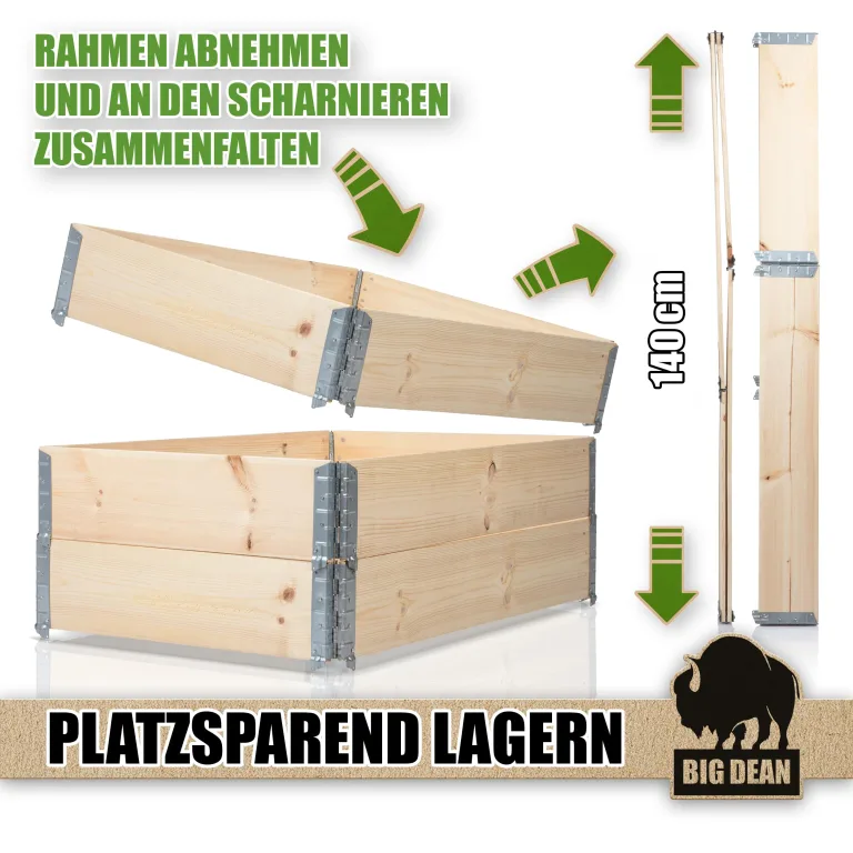 3 Stück Hochbeet für Garten Holz Beet Hochbeete-Kit Palettenrahmen 80x60cm – Bild 4