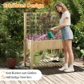 COSTWAY Hochbeet mit Spalier und Ablage, Blumenbeet mit Ablauflöchern, Gartenbeet Pflanzkasten Holz, Blumenkasten mit Rankgitter für Kletterpflanzen, Garten Balkon Terrasse, 116 x 59 x 150 cm (Natur) - Thumbnail 2