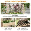 COSTWAY Hochbeet mit Spalier und Ablage, Blumenbeet mit Ablauflöchern, Gartenbeet Pflanzkasten Holz, Blumenkasten mit Rankgitter für Kletterpflanzen, Garten Balkon Terrasse, 116 x 59 x 150 cm (Natur) - Thumbnail 3