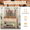 COSTWAY Hochbeet mit Spalier und Ablage, Blumenbeet mit Ablauflöchern, Gartenbeet Pflanzkasten Holz, Blumenkasten mit Rankgitter für Kletterpflanzen, Garten Balkon Terrasse, 116 x 59 x 150 cm (Natur) - Thumbnail 4