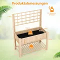 COSTWAY Hochbeet mit Spalier und Ablage, Blumenbeet mit Ablauflöchern, Gartenbeet Pflanzkasten Holz, Blumenkasten mit Rankgitter für Kletterpflanzen, Garten Balkon Terrasse, 116 x 59 x 150 cm (Natur) - Thumbnail 6