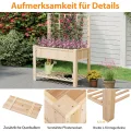 COSTWAY Hochbeet mit Spalier und Ablage, Blumenbeet mit Ablauflöchern, Gartenbeet Pflanzkasten Holz, Blumenkasten mit Rankgitter für Kletterpflanzen, Garten Balkon Terrasse, 116 x 59 x 150 cm (Natur) - Thumbnail 8