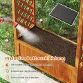 COSTWAY Blumenkasten mit Rankgitter, Hochbeet mit Spalier & Gebogendach, Rosenbogen mit Pflanzkasten & Abflusslöchern, Pflanzkübel für Balkon Hof Garten, Holz, 83 x 36 x 146 cm, Braun - Thumbnail 6