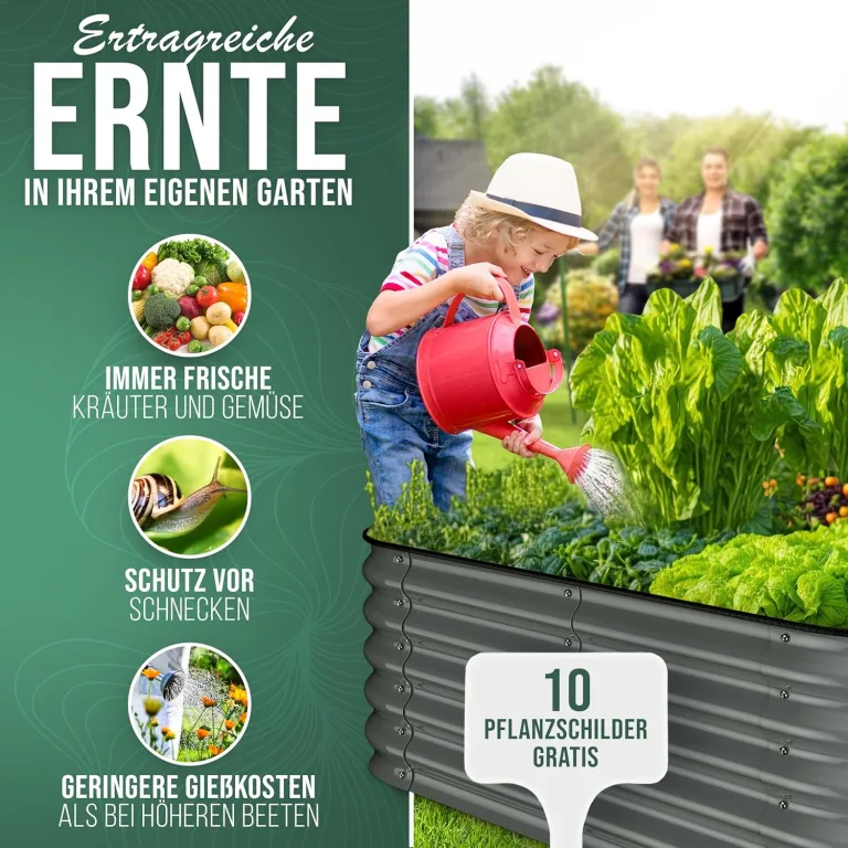 200x60x42 cm Hochbeet Metall I 6-in-1 Gartenbeet aus verzinktem Stahl I Pflanzbeet wetterfest & rostfrei I Ovales Gemüsebeet für Garten & Terasse I Hochbeet Bausatz ohne Boden (Anthrazit) – Bild 5