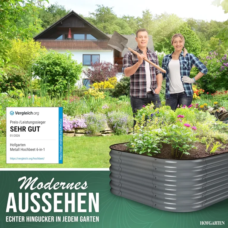 200x60x42 cm Hochbeet Metall I 6-in-1 Gartenbeet aus verzinktem Stahl I Pflanzbeet wetterfest & rostfrei I Ovales Gemüsebeet für Garten & Terasse I Hochbeet Bausatz ohne Boden (Anthrazit) – Bild 7