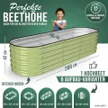 200x60x42 cm Hochbeet Metall I 6-in-1 Gartenbeet aus verzinktem Stahl I Pflanzbeet wetterfest & rostfrei I Ovales Gemüsebeet für Garten & Terasse I Hochbeet Bausatz ohne Boden (Salbei) - Thumbnail 2