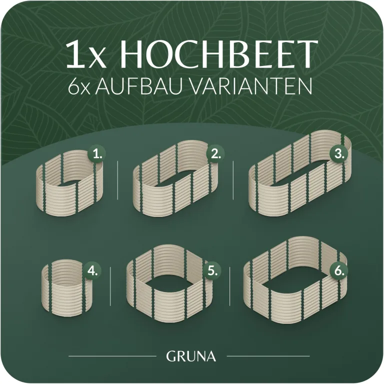 GRUNA - Hochbeet Metall 200x60x75 cm I 6 in 1 Modular Hochbeete-Kit I 100% Rostfrei I Formstabil Dank Verstrebung I Hochbeete für Garten I Hochbeet Creme Weiß (200x60x75) – Bild 5