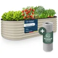GRUNA - Hochbeet Metall 200x60x75 cm I 6 in 1 Modular Hochbeete-Kit I 100% Rostfrei I Formstabil Dank Verstrebung I Hochbeete für Garten I Hochbeet Creme Weiß (200x60x75) - Thumbnail 7