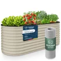 GRUNA - Hochbeet Metall 200x60x75 cm I 6 in 1 Modular Hochbeete-Kit I 100% Rostfrei I Formstabil Dank Verstrebung I Hochbeete für Garten I Hochbeet Creme Weiß (200x60x75) - Thumbnail 1