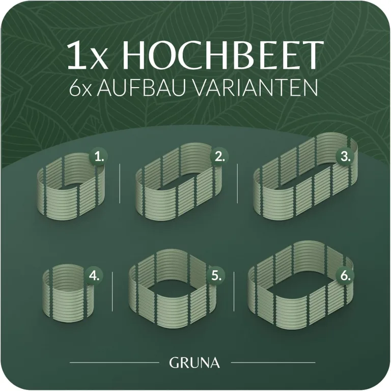 GRUNA - Hochbeet Metall 200x60x75 cm I 6 in 1 Modular Hochbeete-Kit I 100% Rostfrei I Formstabil Dank Verstrebung I Hochbeete für Garten I Hochbeet Grün (200x60x75) – Bild 5