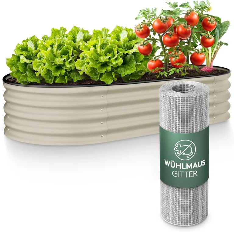 GRUNA - Hochbeet Metall 200x80x75 cm I 6 in 1 Modular Hochbeete-Kit I 100% Rostfrei I Formstabil Dank Verstrebung I Hochbeete für Garten I Hochbeet Creme Weiß (200x80x75) – Bild 8