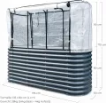 Hochbeet Garten Balkon mit integriertem Gewächshaus 195 x 60 x 170cm (LBH) | stahlverzinktes & pulverbeschichtetes 0,6mm Metall anthrazit - Edelstahlschrauben | witterungsbeständig - Schädlingsschutz - Thumbnail 3