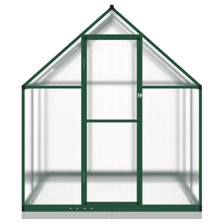 Refined Pflanzenhaus mit Dachrinnensystem Flügeltür Treibhaus für Pflanzen Frühbeet Gewächshaus mit Fundamentrahmen Grün 169x169x202 cm Aluminimum – Bild 3