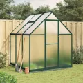 Refined Pflanzenhaus mit Dachrinnensystem Flügeltür Treibhaus für Pflanzen Frühbeet Gewächshaus mit Fundamentrahmen Grün 169x169x202 cm Aluminimum - Thumbnail 2